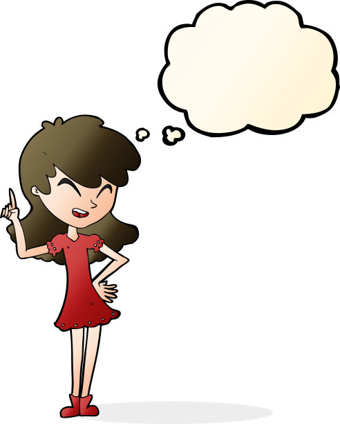 卡通女孩用思想泡泡表达观点图片下载