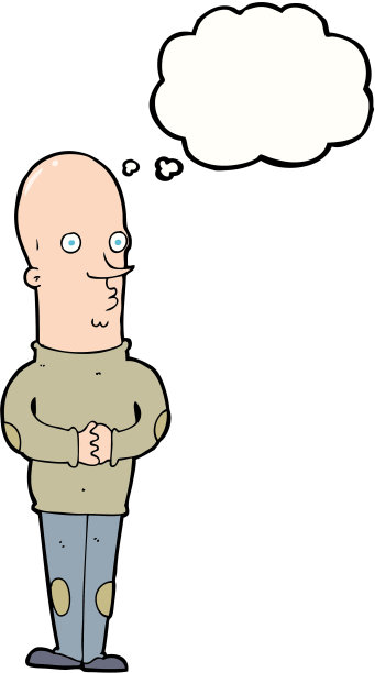 卡通有趣的光头男子与思想泡沫图片下载