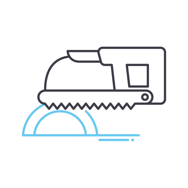 弓锯线图标，轮廓符号，矢量插图，概念标志图片下载