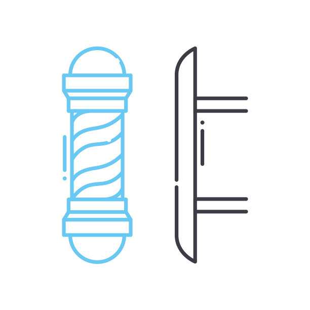 理发杆线图标，轮廓符号，矢量插图，概念符号图片下载