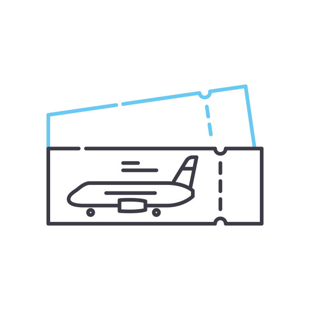 登机牌线图标，轮廓符号，矢量插图，概念标志图片下载
