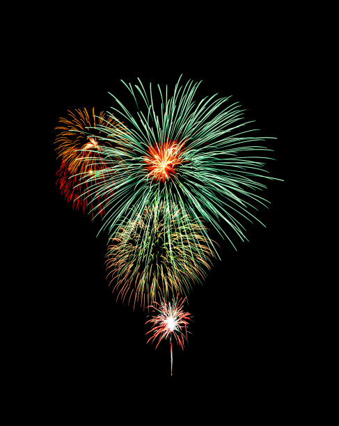 美丽的灯光为庆祝节日五颜六色的烟花在夜空中展示图片下载