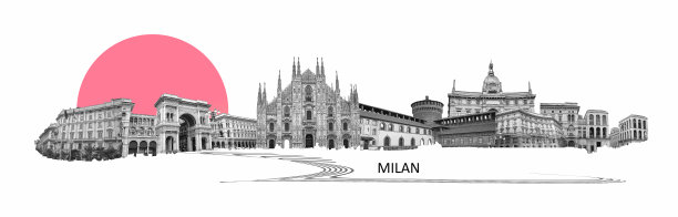 来自意大利米兰的拼贴照片。拼贴画包括主要的地标。艺术设计图片下载