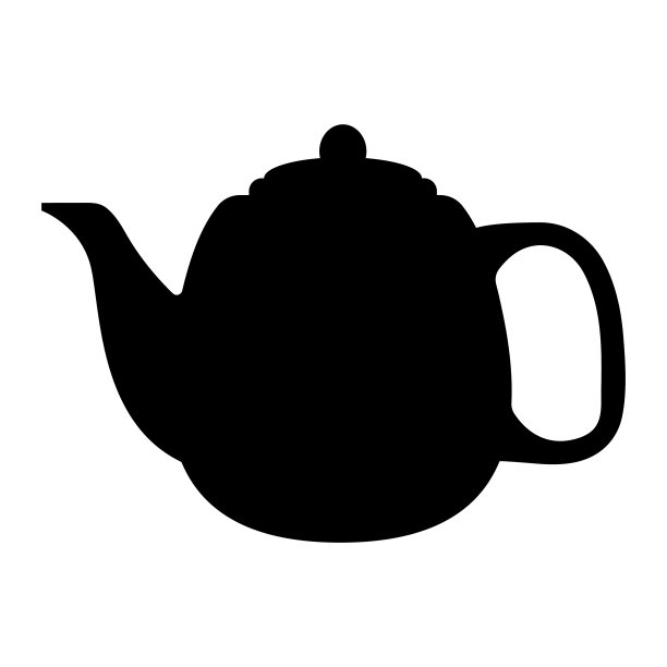 茶壶矢量图标。陶瓷茶壶雕文标志图片下载