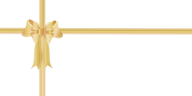礼盒上的金蝴蝶结和彩带图片下载