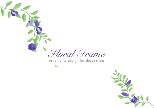 一套叶子与花卉装饰框架旗帜矢量收集图片下载