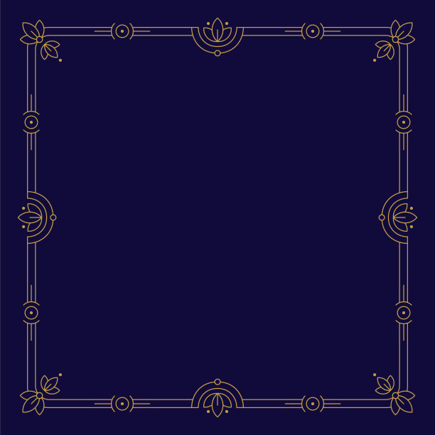 金色艺术装饰框架与复制空间在深蓝色图片下载