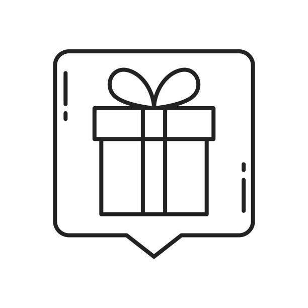 带有礼物图标的消息。高质量的黑色矢量插图。图片下载
