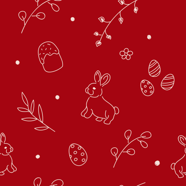 矢量插图。可爱的手绘彩色无缝图案。节日背景与复活节线性符号。设计明信片，横幅，纺织品，壁纸和其他促销产品。图片下载