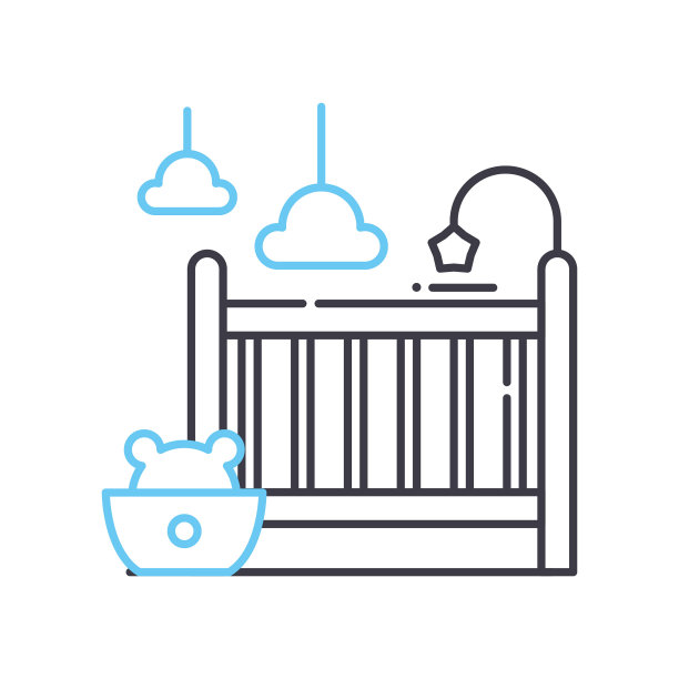 婴儿房线图标，轮廓符号，矢量插图，概念标志图片下载