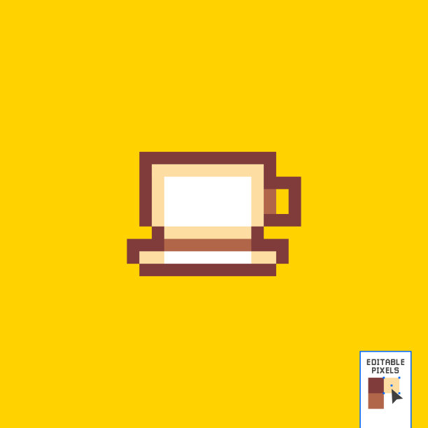 像素艺术杯咖啡插画。矢量像素热巧克力杯在像素马赛克复古游戏风格。8位复古装饰。像素饮料孤立的图标在白色背景。图片下载