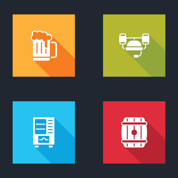 设置木制啤酒杯，啤酒头盔，自动售货机和桶图标。向量图片下载