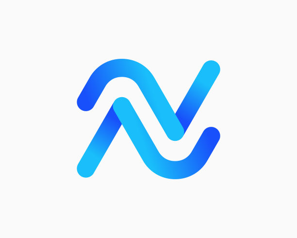 字母N彩色梯度线圆形线性现代曲线隔离矢量标志设计图片下载