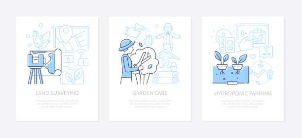 土地测量线设计风格条幅集图片下载