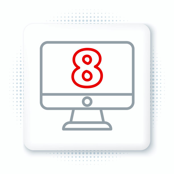 第8行3月监视器图标隔离在白色背景上。国际妇女节快乐。彩色轮廓概念。向量图片下载