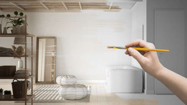 蓝图项目草案，舒适的木质客厅草图，手绘室内细节，设计概念想法，木质宁静浴室，沙发，地毯和地毯，定制家具图片下载