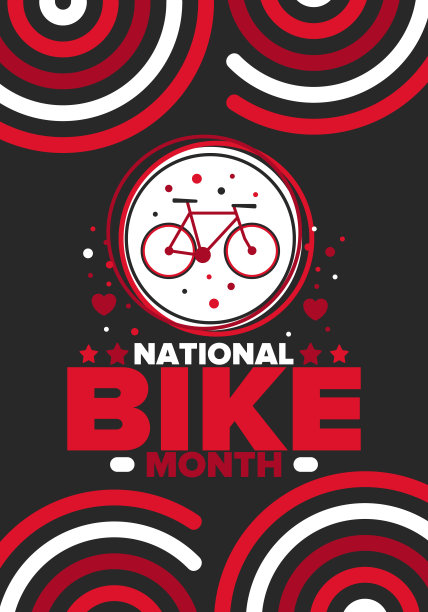 全国自行车月。在美国每年五月庆祝。自行车的概念。健康积极的生活方式。运动或爱好。海报，卡片，横幅和背景。矢量图图片下载