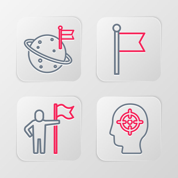 集线猎头，男子手持旗帜，旗帜和月亮与图标。向量图片下载