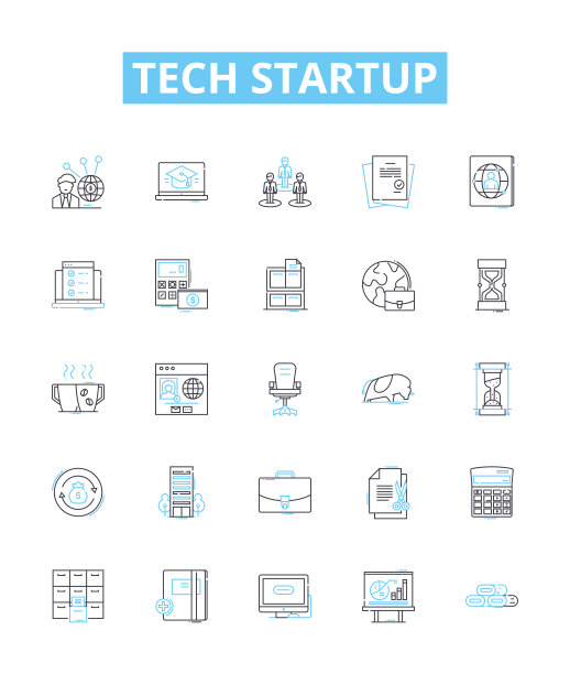 技术启动矢量线图标集。技术，创业，技术，创新，企业家，风险，软件插图概述概念符号和标志图片下载