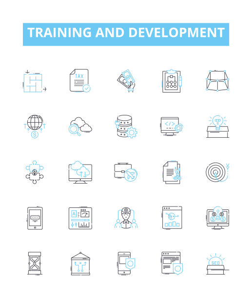 训练和发展矢量线图标集。图片下载