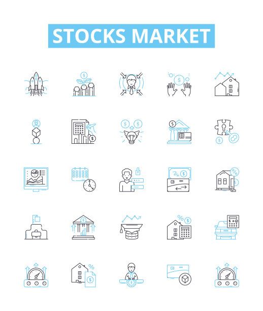 股票市场矢量线图标集。股票，市场，投资，股票，交易，股票，价格说明概述概念符号和标志图片下载