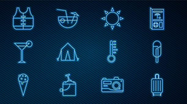 集行旅行箱冰淇淋太阳游客帐篷图片下载