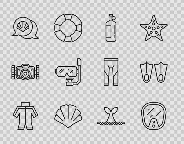 集线潜水服潜水面罩水龙扇贝图片下载