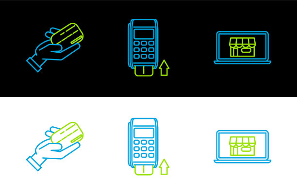 在屏幕笔记本电脑上设置排队购物大楼图片下载