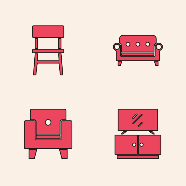 集电视桌、立椅、沙发、扶手椅为一体的icon图片下载