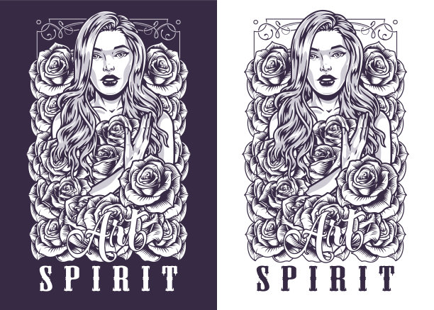 美丽的女孩精神传单单色图片下载