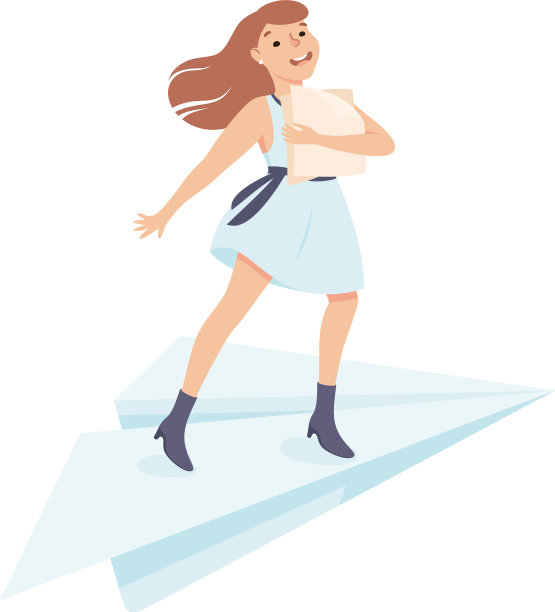 女商人驾驶纸飞机做生意图片下载