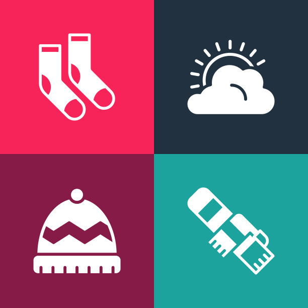 集波普艺术冬季围巾帽子太阳和云图片下载