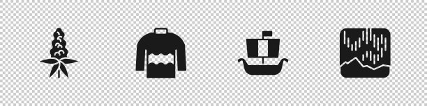 集羽扇豆花毛衣维京船drakkar图片下载