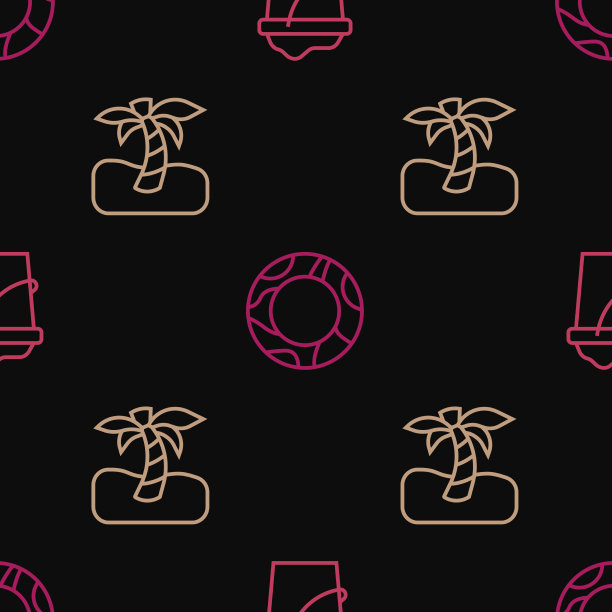 在热带棕榈树和桶中设置线沙图片下载