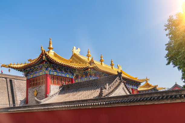 中国陕西省西安市广仁寺的建筑景观图片下载