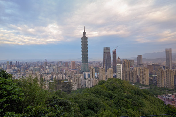 台北101大楼清晨城市景观图片下载
