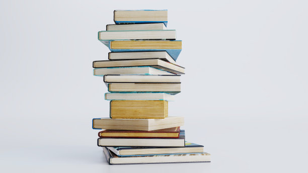 白色背景上孤立的一堆书，学校的书图片下载