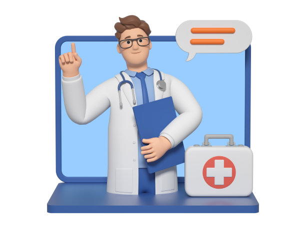 3D渲染卡通医生角色图片下载