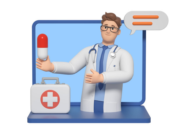 3D渲染卡通医生角色图片下载