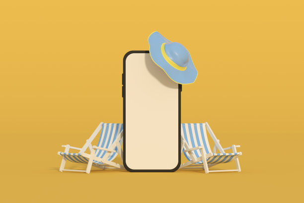 空白屏手机智能手机夏日沙滩度假旅游背景图片下载