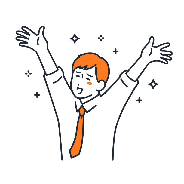 一个简单的矢量插图材料的年轻商人谁是高兴地展开他的手臂图片下载