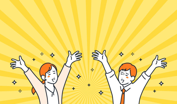 一个简单的矢量插图材料的年轻上班族谁是高兴地展开他的手臂图片下载