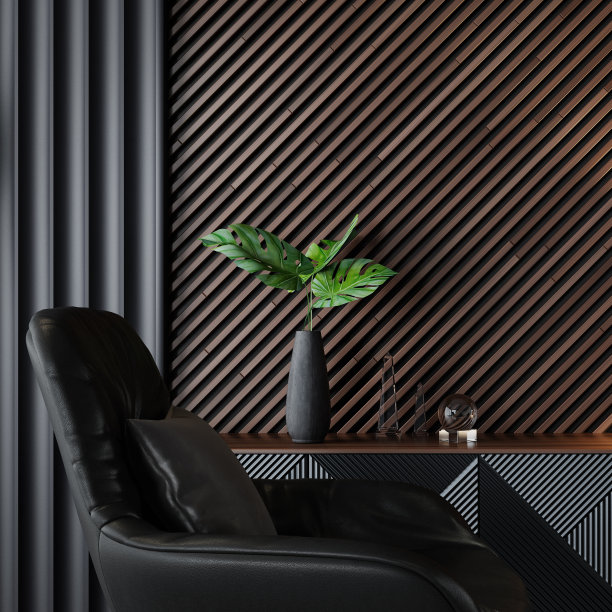 豪华的黑暗客厅内部75英寸电视图片下载