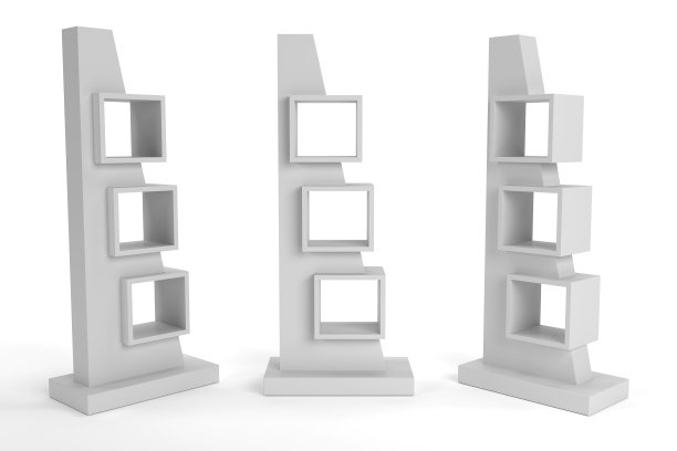 大PDQ显示，空包装显示与3个不同的角度，3D渲染图片下载