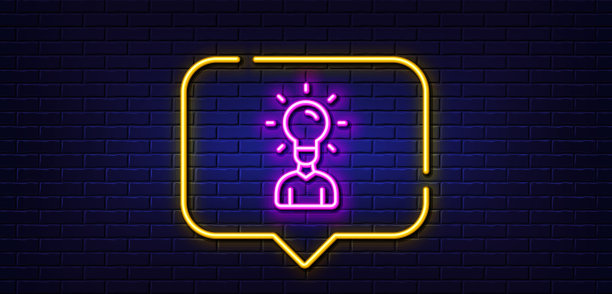 人的剪影与创意灯线图标霓虹灯图片下载