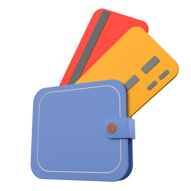 钱钱包与信用卡浮动。商业理财投资创意理念，贸易返现省钱，在线支付理念。三维渲染图片下载