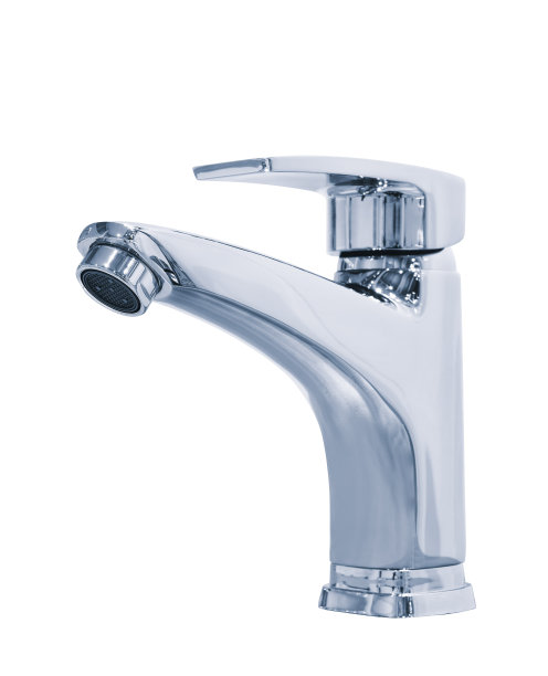 水龙头，浴室水龙头和厨房搅拌机隔离在白色背景上。镀铬金属。图片下载