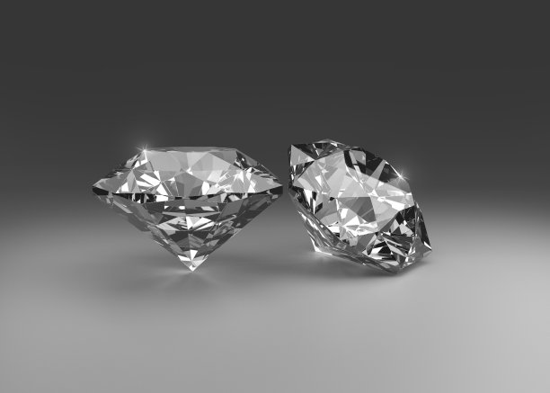 灰色背景上耀眼的钻石。三维渲染图片下载