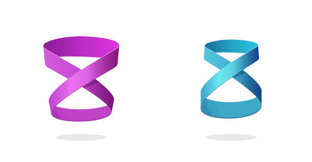 Logo无限循环三维矢量图标蓝色紫色紫色图形，无限无限波曲线形状Logo插图剪纸，永恒条带丝带现代符号设计模板图像图片下载