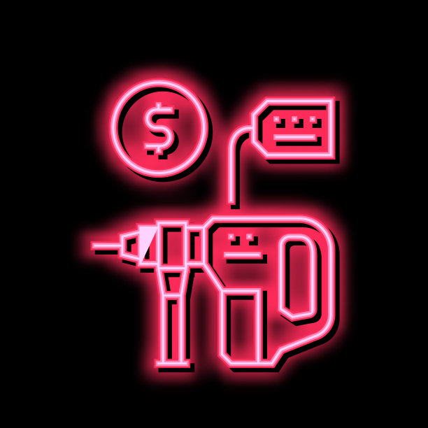 钻建筑设备租赁彩色图标矢量插图图片下载